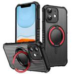 For iPhone 11 Skin Sense Rotation Stand Semi-transparent Magsafe Phone Case(Red)