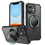 For iPhone 11 Skin Sense Rotation Stand Semi-transparent Magsafe Phone Case(Sky Cyan)