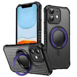 For iPhone 11 Skin Sense Rotation Stand Semi-transparent Magsafe Phone Case(Deep Purple)