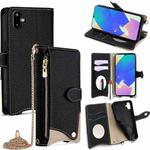 For Samsung Galaxy F06 5G Crossbody Chain Fishtail Litchi Leather Phone Case(Black)