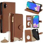 For Samsung Galaxy F06 5G Crossbody Chain Fishtail Litchi Leather Phone Case(Brown)