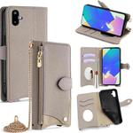 For Samsung Galaxy F06 5G Crossbody Chain Fishtail Litchi Leather Phone Case(Grey)