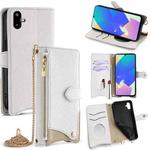 For Samsung Galaxy F06 5G Crossbody Chain Fishtail Litchi Leather Phone Case(White)