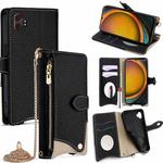 For Samsung Galaxy XCover7 Pro Crossbody Chain Fishtail Litchi Leather Phone Case(Black)