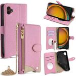 For Samsung Galaxy XCover7 Pro Crossbody Chain Fishtail Litchi Leather Phone Case(Pink)