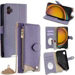 For Samsung Galaxy XCover7 Pro Crossbody Chain Fishtail Litchi Leather Phone Case(Purple)