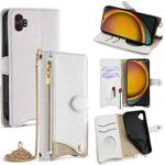 For Samsung Galaxy XCover7 Pro Crossbody Chain Fishtail Litchi Leather Phone Case(White)
