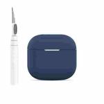 For AirPods 4 Silicone Buckleless Earphone Protective Case with Cleaning Pen(Midnight Blue)