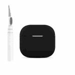 For AirPods 4 Silicone Buckleless Earphone Protective Case with Cleaning Pen(Black)