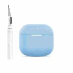 For AirPods 4 Silicone Buckleless Earphone Protective Case with Cleaning Pen(Sky Blue)