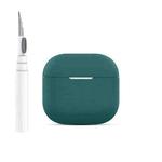 For AirPods 4 Silicone Buckleless Earphone Protective Case with Cleaning Pen(Dark Green)