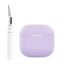 For AirPods 4 Silicone Buckleless Earphone Protective Case with Cleaning Pen(Purple)
