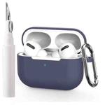 For AirPods Pro Silicone Earphone Protective Cover with Cleaning Pen + Hanging Buckle(Midnight Blue)