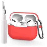For AirPods Pro Silicone Earphone Protective Cover with Cleaning Pen + Hanging Buckle(Red)