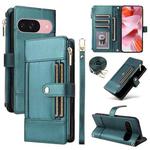 For Google Pixel 10 / 10 Pro Crossbody Strap RFID Blocking Zipper Wallet Leather Phone Case(Green)