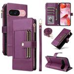 For Google Pixel 10 / 10 Pro Crossbody Strap RFID Blocking Zipper Wallet Leather Phone Case(Purple)