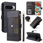 For Google Pixel 10 Pro XL Crossbody Strap RFID Blocking Zipper Wallet Leather Phone Case(Black)