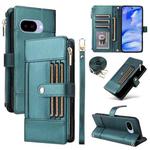 For Google Pixel 9a Crossbody Strap RFID Blocking Zipper Wallet Leather Phone Case(Green)