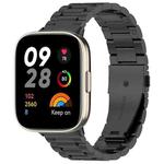For Redmi Watch 3 xDfind Three-Bead Stainless Steel Metal Watch Band(Black)