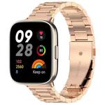 For Redmi Watch 3 xDfind Three-Bead Stainless Steel Metal Watch Band(Rose Gold)