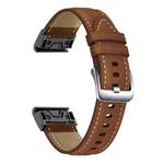 For Garmin Fenix 7 / 7X / 6X 22mm xDfind Silver Buckle Leather Quick Release Watch Band(Coffee)