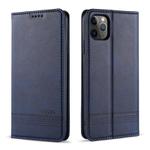 For iPhone 12 Pro Max AZNS Magnetic Calf Texture Horizontal Flip Leather Case with Card Slots & Holder & Wallet(Dark Blue)