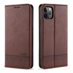 For iPhone 12 / 12 Pro AZNS Magnetic Calf Texture Horizontal Flip Leather Case with Card Slots & Holder & Wallet(Dark Brown)