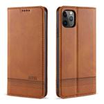 For iPhone 12 mini AZNS Magnetic Calf Texture Horizontal Flip Leather Case with Card Slots & Holder & Wallet(Light Brown)
