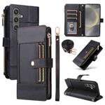 For Samsung Galaxy S24 / S25 5G Crossbody Strap RFID Blocking Zipper Wallet Leather Phone Case(Black)