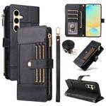 For Samsung Galaxy S23 FE 5G Crossbody Strap RFID Blocking Zipper Wallet Leather Phone Case(Black)