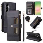 For Samsung Galaxy A56 5G Crossbody Strap RFID Blocking Zipper Wallet Leather Phone Case(Black)
