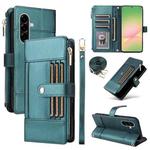 For Samsung Galaxy A56 5G Crossbody Strap RFID Blocking Zipper Wallet Leather Phone Case(Green)