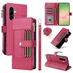 For Samsung Galaxy A56 5G Crossbody Strap RFID Blocking Zipper Wallet Leather Phone Case(Red)