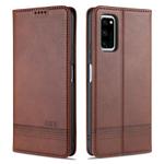 For Huawei Honor V30 AZNS Magnetic Calf Texture Horizontal Flip Leather Case with Card Slots & Holder & Wallet(Dark Brown)