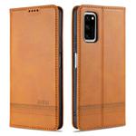 For Huawei Honor V30 AZNS Magnetic Calf Texture Horizontal Flip Leather Case with Card Slots & Holder & Wallet(Light Brown)