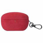 For Sony WF-1000XM5 Turned Fur Leather Earphone Case with Hook(Red)
