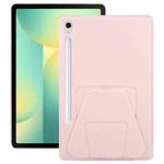 For Samsung Galaxy Tab S10 FE / S9 Folding Magnetic Holder Acrylic Leather Back Tablet Case(Pink)