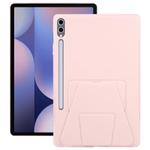 For Samsung Galaxy Tab S10+ / S9+ Folding Magnetic Holder Acrylic Leather Back Tablet Case(Pink)