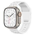 For Apple Watch 46mm / 49mm / 45mm / 44mm Buckle Concave Leopard Silicone Watch Band(White)