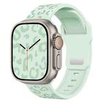 For Apple Watch 46mm / 49mm / 45mm / 44mm Buckle Concave Leopard Silicone Watch Band(Light Mint)