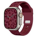 For Apple Watch 46mm / 49mm / 45mm / 44mm Buckle Concave Leopard Silicone Watch Band(Wine Red)