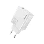 WK WP-U66 Kinkong 65W Dual USB-C / Type-C + USB GaN Fast Charger, Plug:EU Plug(White)