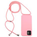 For iPhone 12 mini Candy Colors TPU Protective Case with Lanyard(Pink)