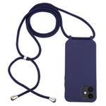 For iPhone 12 mini Candy Colors TPU Protective Case with Lanyard(Dark Blue)