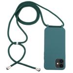 For iPhone 12 mini Candy Colors TPU Protective Case with Lanyard(Dark Green)