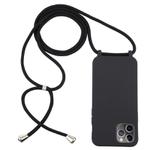 For iPhone 12 / 12 Pro Candy Colors TPU Protective Case with Lanyard(Black)