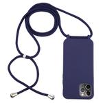 For iPhone 12 / 12 Pro Candy Colors TPU Protective Case with Lanyard(Dark Blue)
