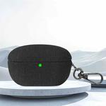 For Sony WF-1000XM5 Fine Cloth Earphone Case with Hook(Black)