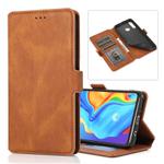 For Huawei P30 Lite Retro Magnetic Closing Clasp Horizontal Flip Leather Case with Holder & Card Slots & Photo Frame & Wallet(Brown)