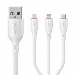 WK WDC-79 3 in 1 Kinkong Flash Series 1.2m 66W PVC Fast Charging Data Cable, Interface:USB to Type-C+8 Pin+Micro(White)